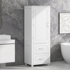 Mobiletto da bagno alto 61 in legno con 1 anta, cassetti e ripiani regolabili