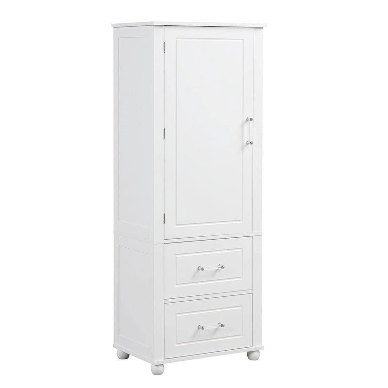 61 Tall Wood 1-door Bathroom Cabinet with Drawers and Adjustable Shelves