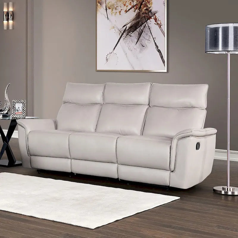 Marty Modern Leather Match Manual Reclining Sofa with Flared Padded Arms