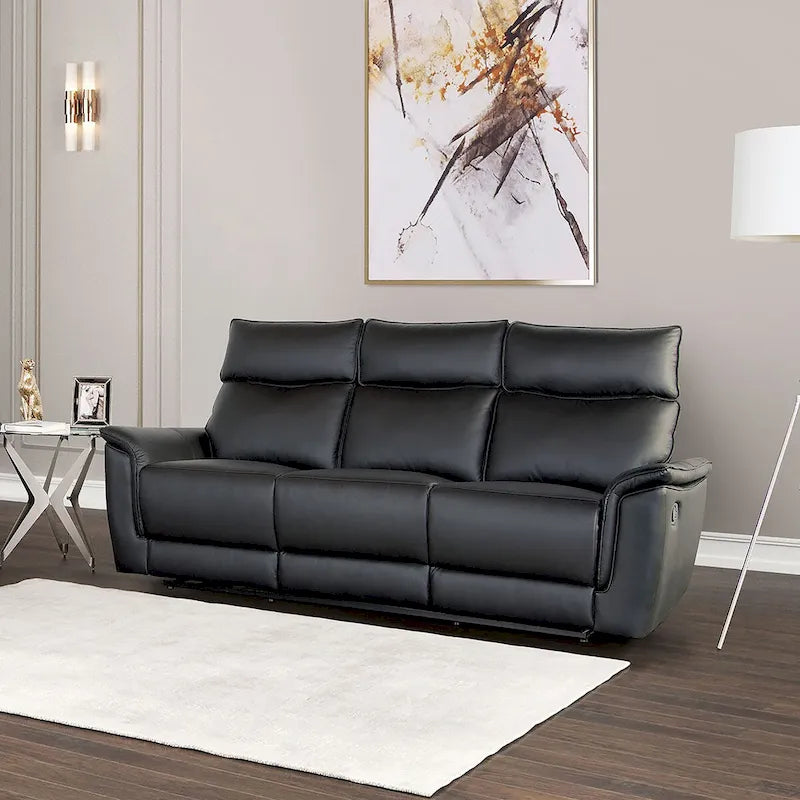 Marty Modern Leather Match Manual Reclining Sofa with Flared Padded Arms