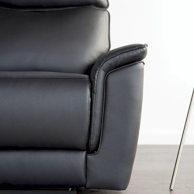 Marty Modern Leather Match Manual Reclining Sofa with Flared Padded Arms