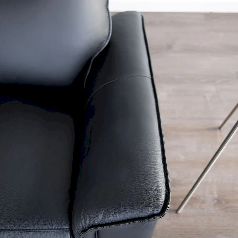 Marty Modern Leather Match Manual Reclining Sofa with Flared Padded Arms