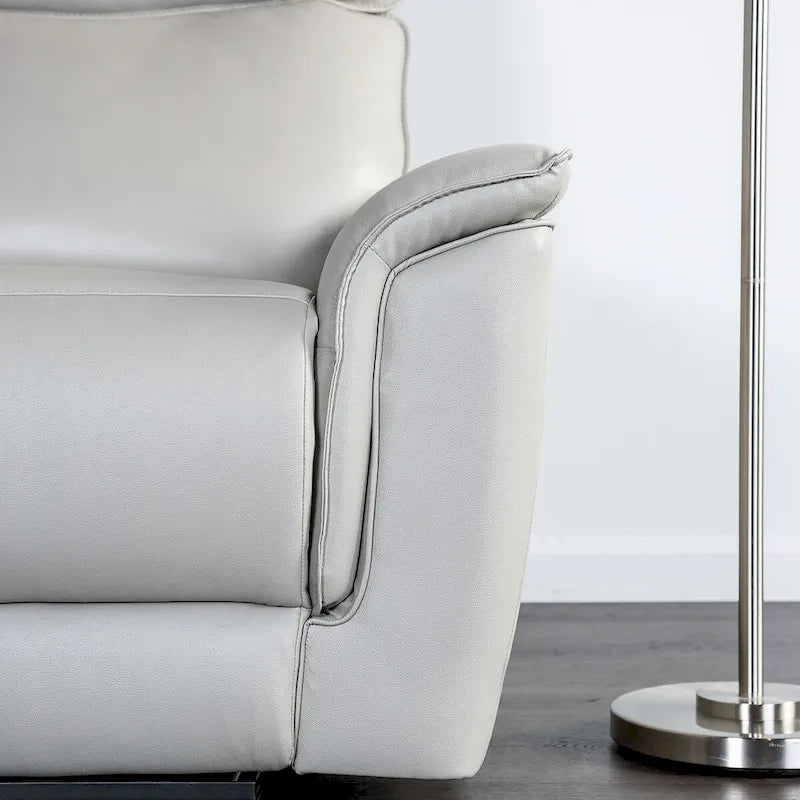 Marty Modern Leather Match Manual Reclining Sofa with Flared Padded Arms