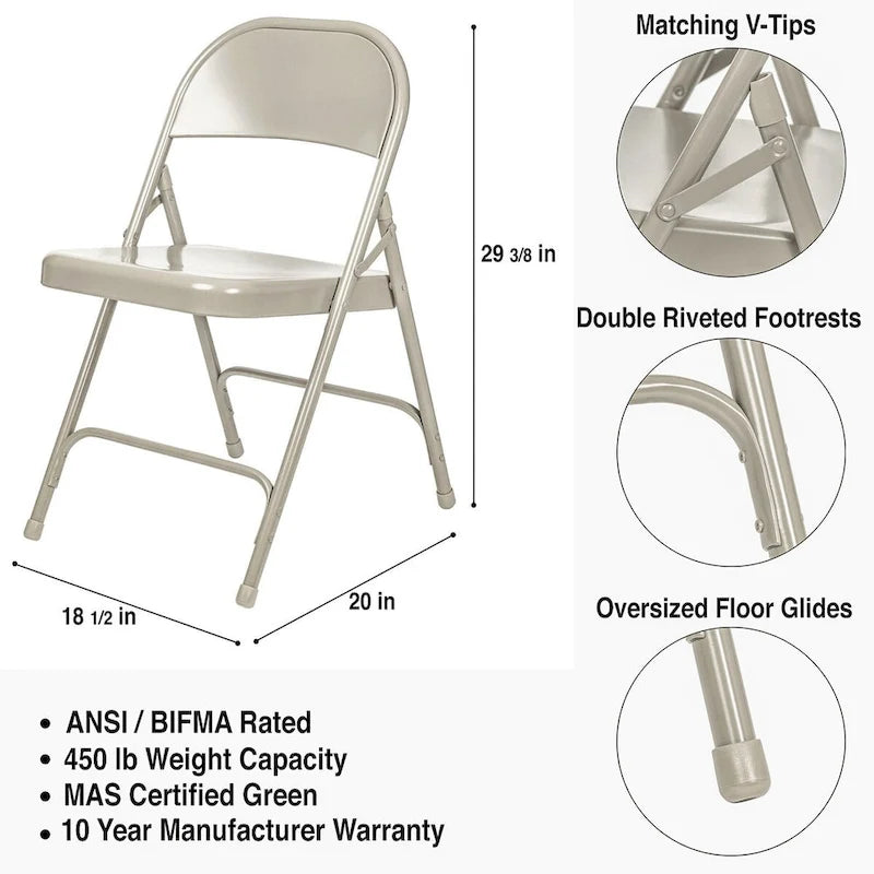 Metal Round-Backed Folding Chair, Pack of 4