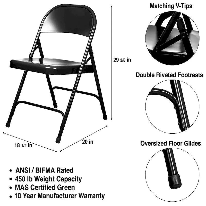 Metal Round-Backed Folding Chair, Pack of 4