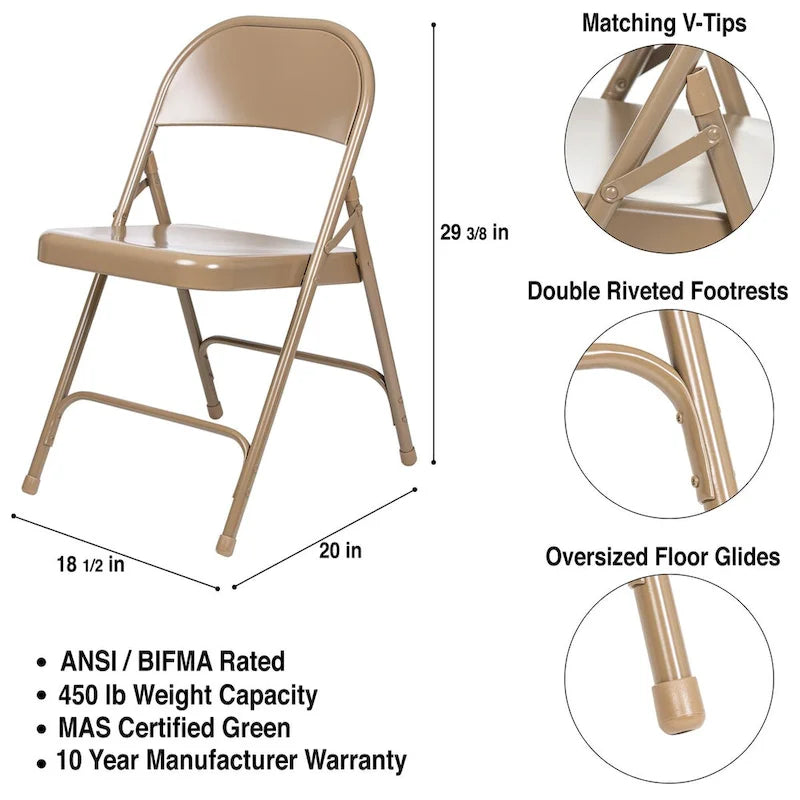 Metal Round-Backed Folding Chair, Pack of 4