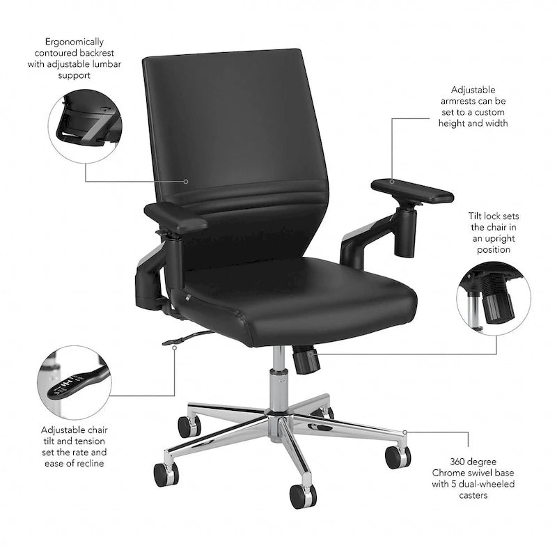 Mid Back Leather Office Chair
