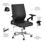 Fauteuil de bureau en cuir à dossier mi-haut