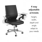 Fauteuil de bureau en cuir à dossier mi-haut