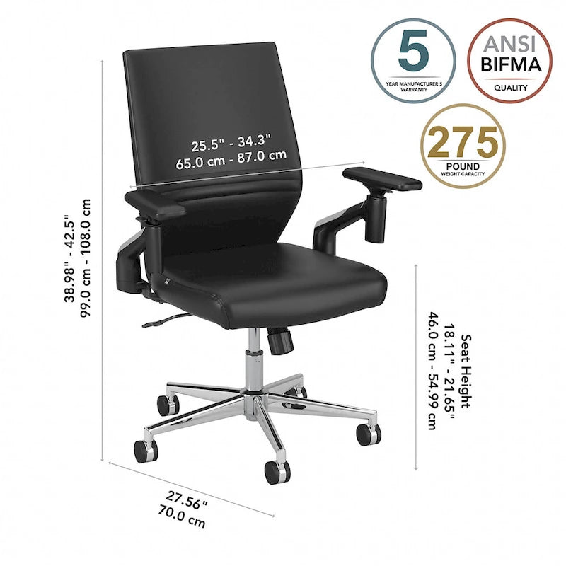 Mid Back Leather Office Chair