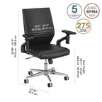 Fauteuil de bureau en cuir à dossier mi-haut