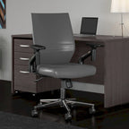 Fauteuil de bureau en cuir à dossier mi-haut