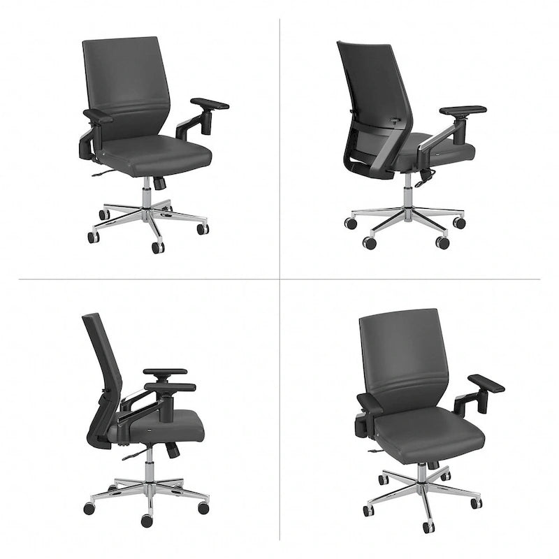 Mid Back Leather Office Chair