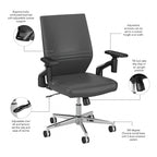 Fauteuil de bureau en cuir à dossier mi-haut