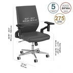 Fauteuil de bureau en cuir à dossier mi-haut