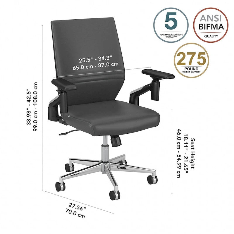 Mid Back Leather Office Chair