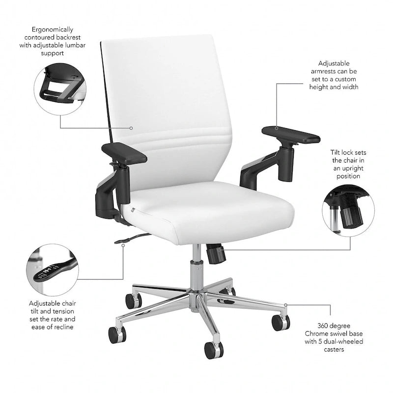 Mid Back Leather Office Chair