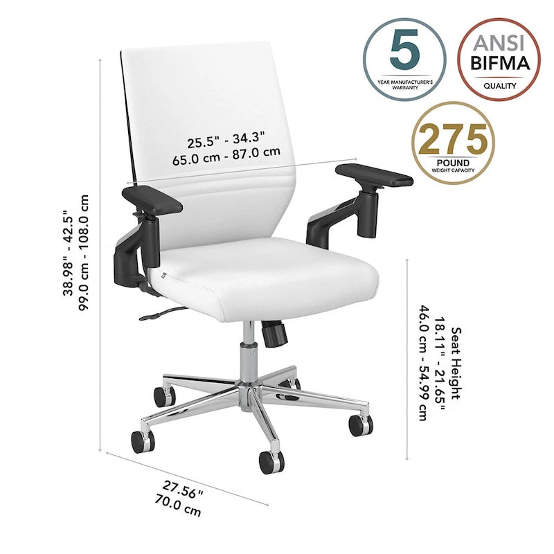 Mid Back Leather Office Chair