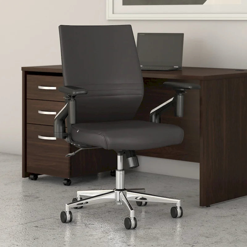 Mid Back Leather Office Chair