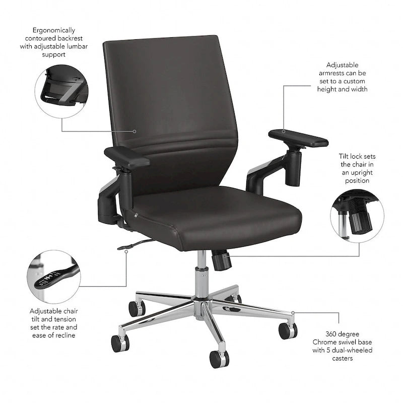 Mid Back Leather Office Chair