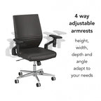Fauteuil de bureau en cuir à dossier mi-haut